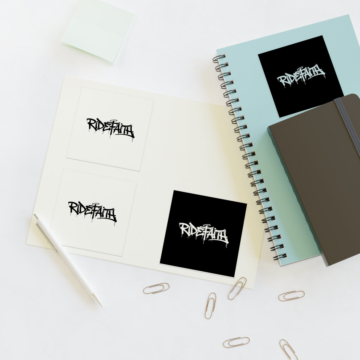 RideFaith Graffiti Logo Sticker Sheet — Black & White & Holographic
