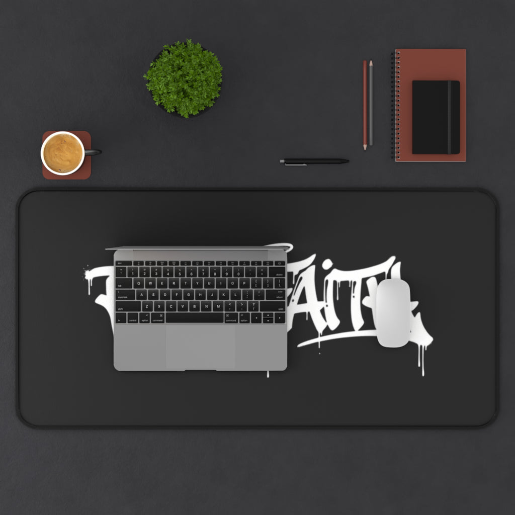 Ride Faith Graffiti Desk Mat — Black Gaming/Office Mouse Pad