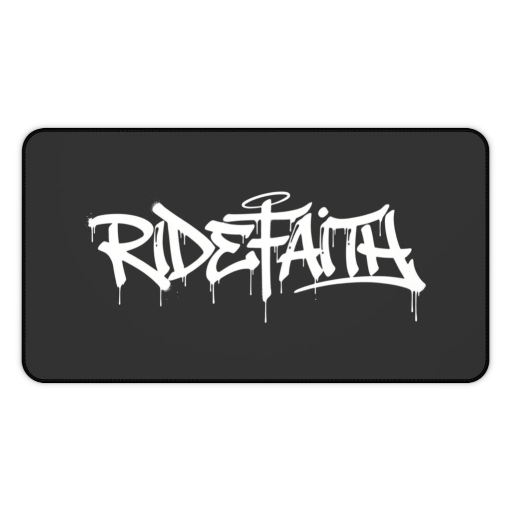 Ride Faith Graffiti Desk Mat — Black Gaming/Office Mouse Pad