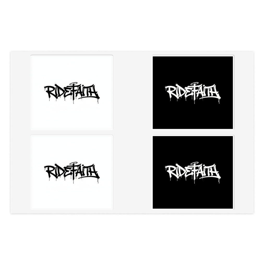 RideFaith Graffiti Logo Sticker Sheet — Black & White & Holographic
