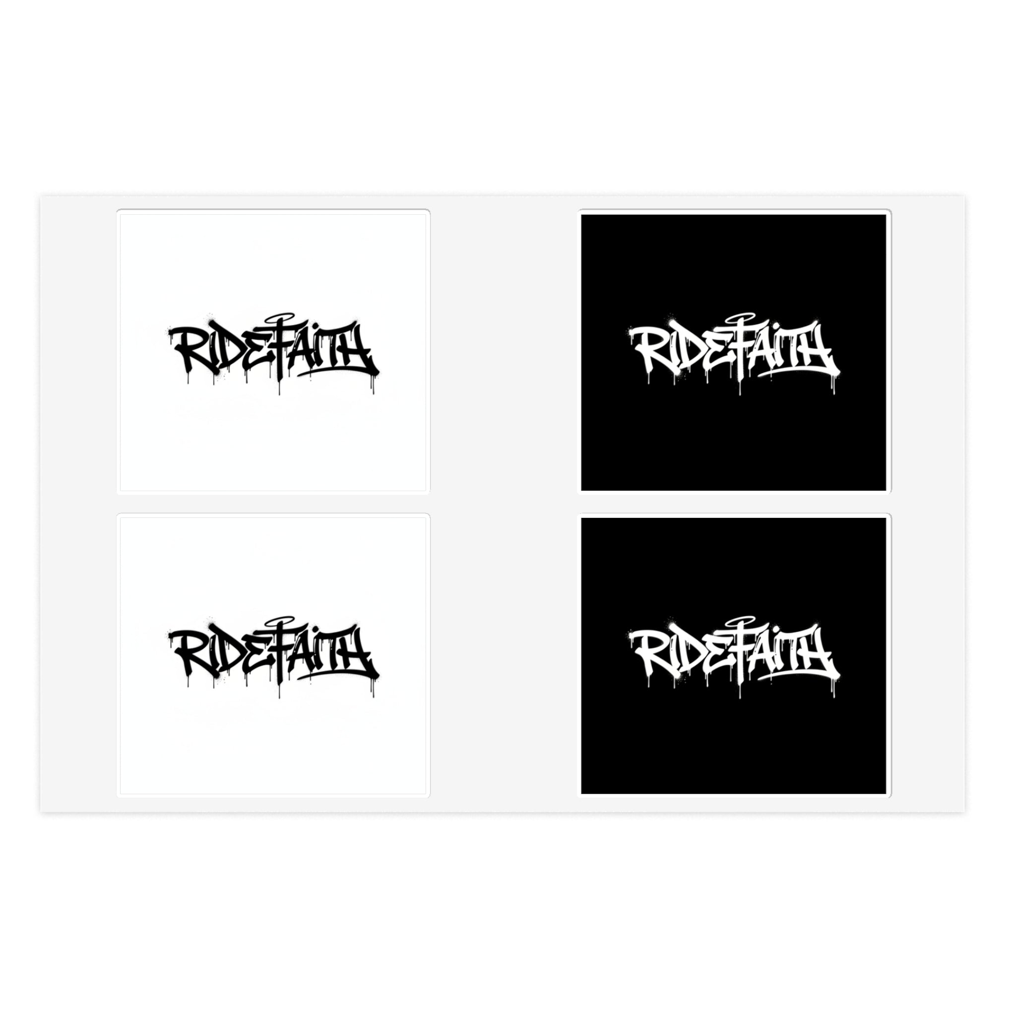 RideFaith Graffiti Logo Sticker Sheet — Black & White & Holographic