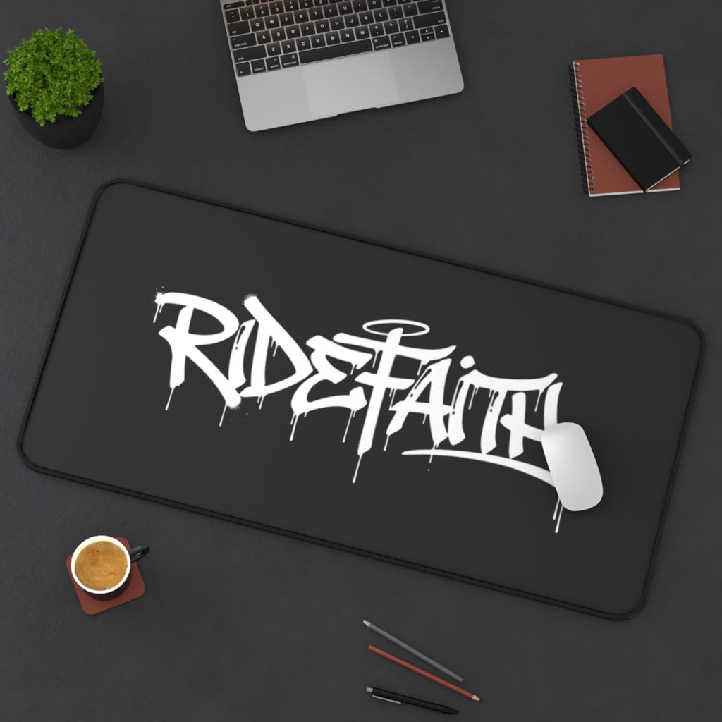 Ride Faith Graffiti Desk Mat — Black Gaming/Office Mouse Pad