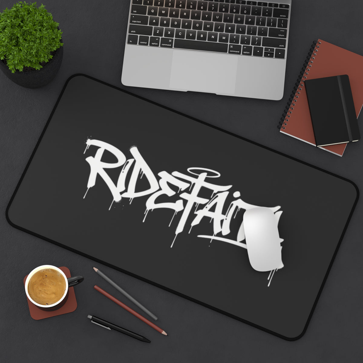 Ride Faith Graffiti Desk Mat — Black Gaming/Office Mouse Pad
