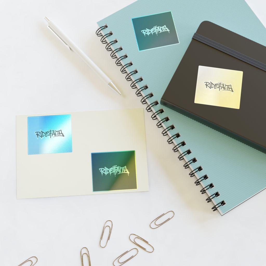 RideFaith Graffiti Logo Sticker Sheet — Black & White & Holographic