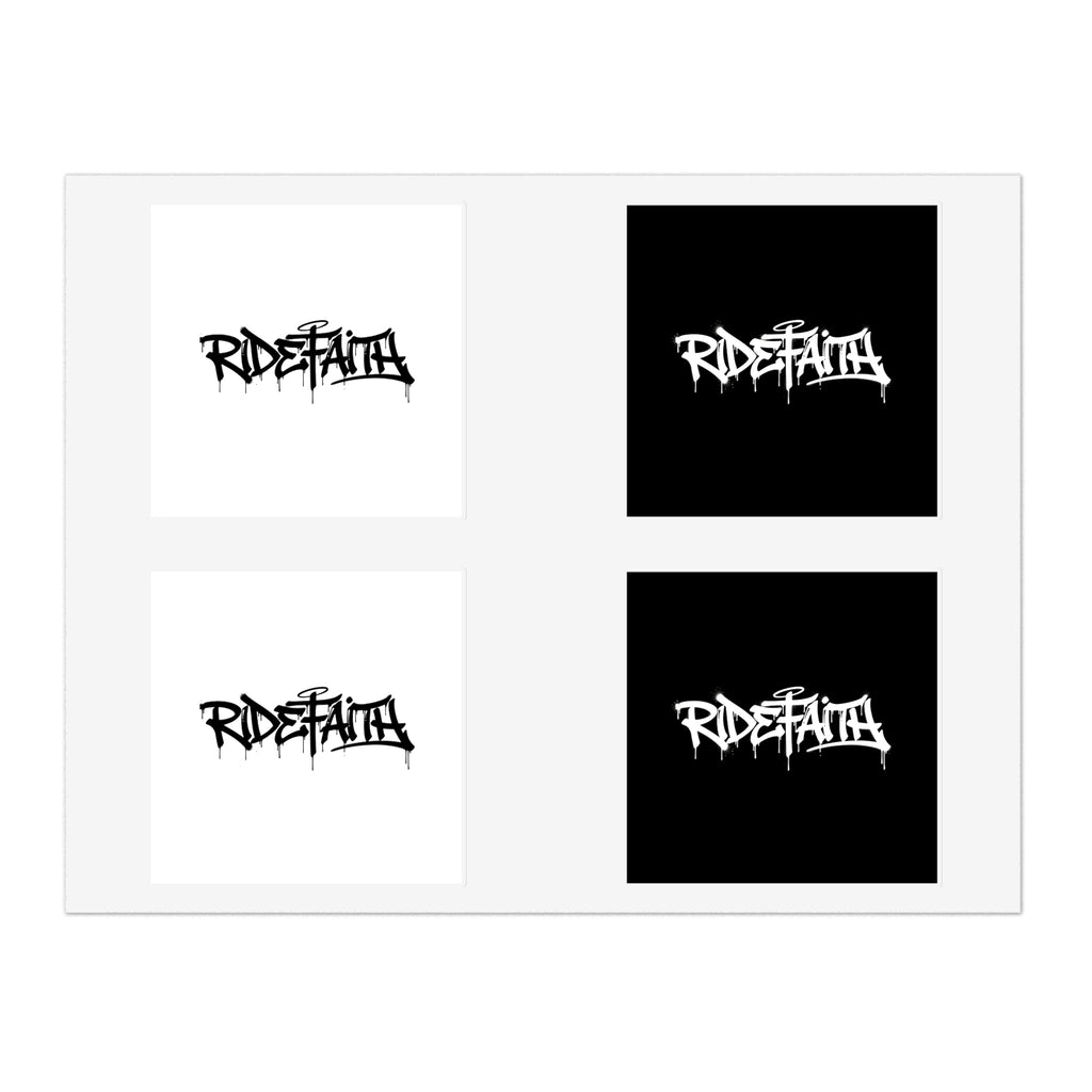 RideFaith Graffiti Logo Sticker Sheet — Black & White & Holographic