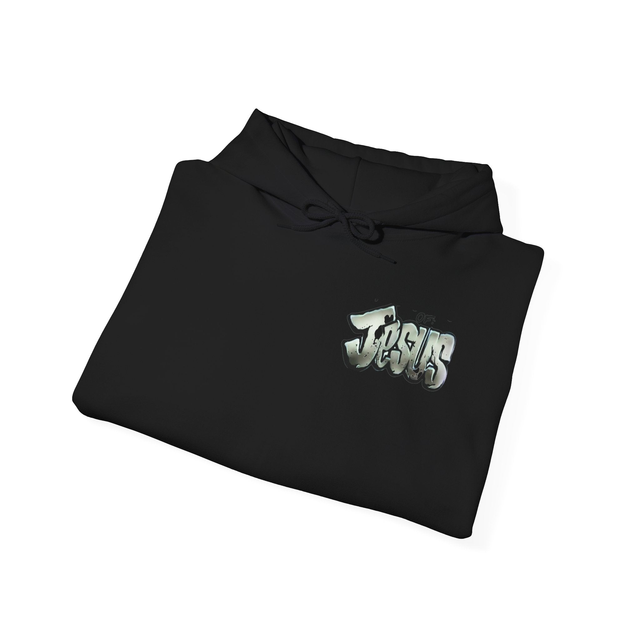 Jesus Portrait Hoodie — 'Jesus' Chest Script with 'Creation of God' Sleeve Graphic