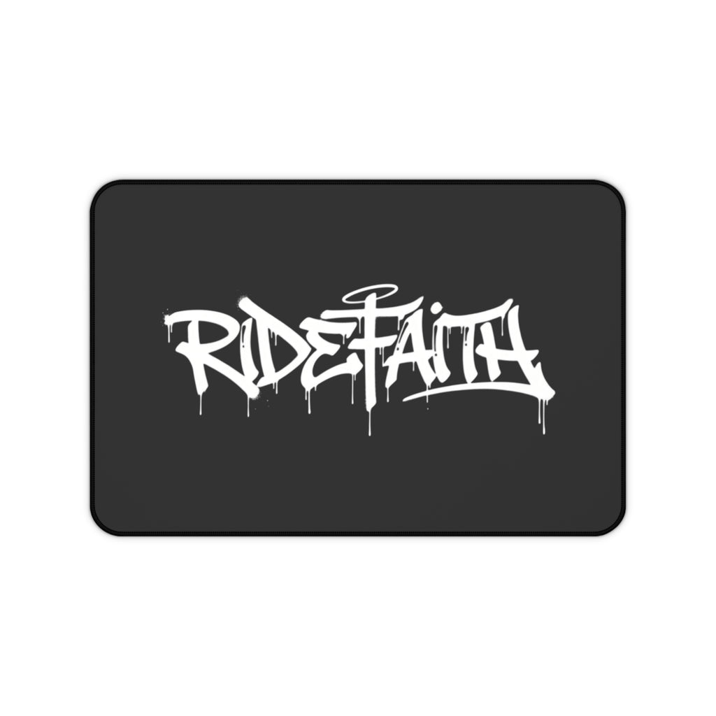 Ride Faith Graffiti Desk Mat — Black Gaming/Office Mouse Pad