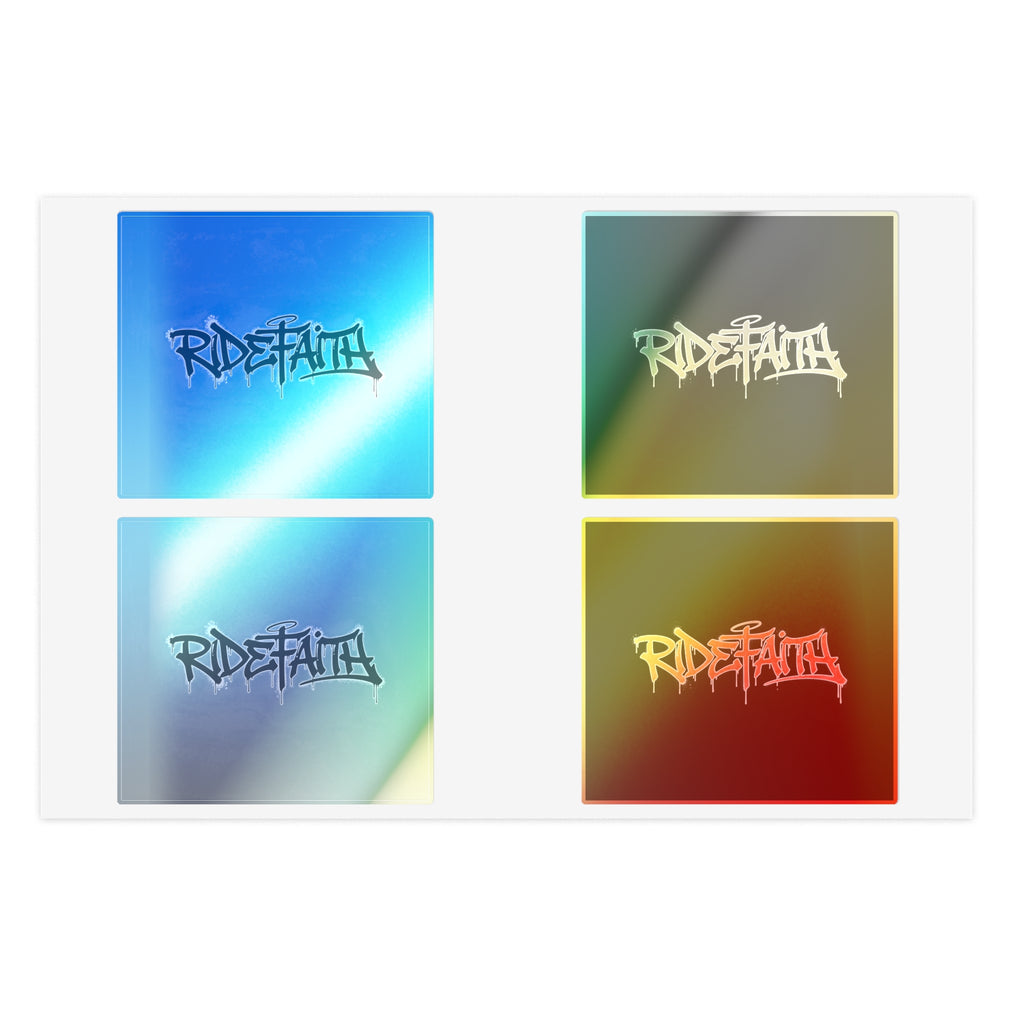 RideFaith Graffiti Logo Sticker Sheet — Black & White & Holographic