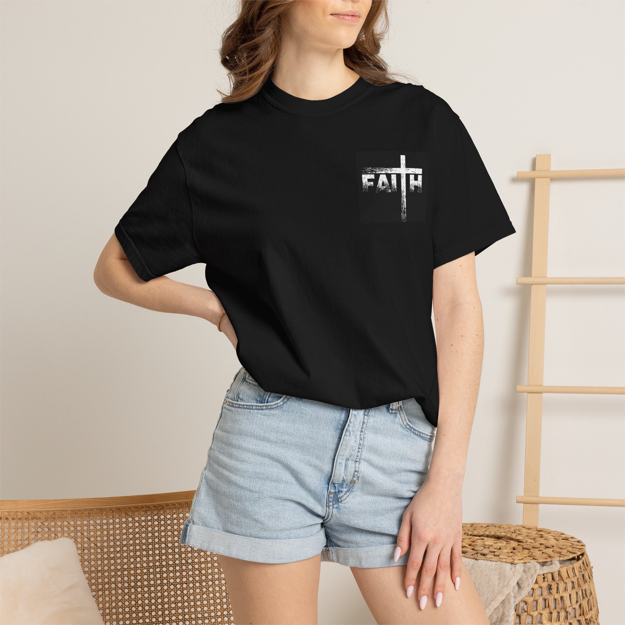 Faith Over Fear T-Shirt — Cross Design (Faith/FEAR Typography)