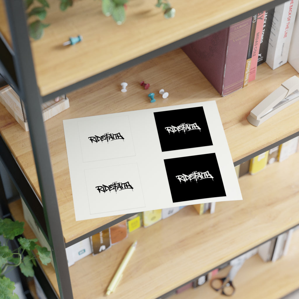 RideFaith Graffiti Logo Sticker Sheet — Black & White & Holographic