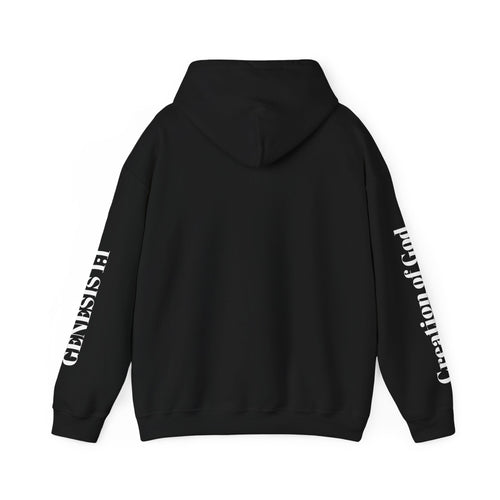 Jesus Portrait Hoodie — 'Jesus' Chest Script with 'Creation of God' Sleeve Graphic