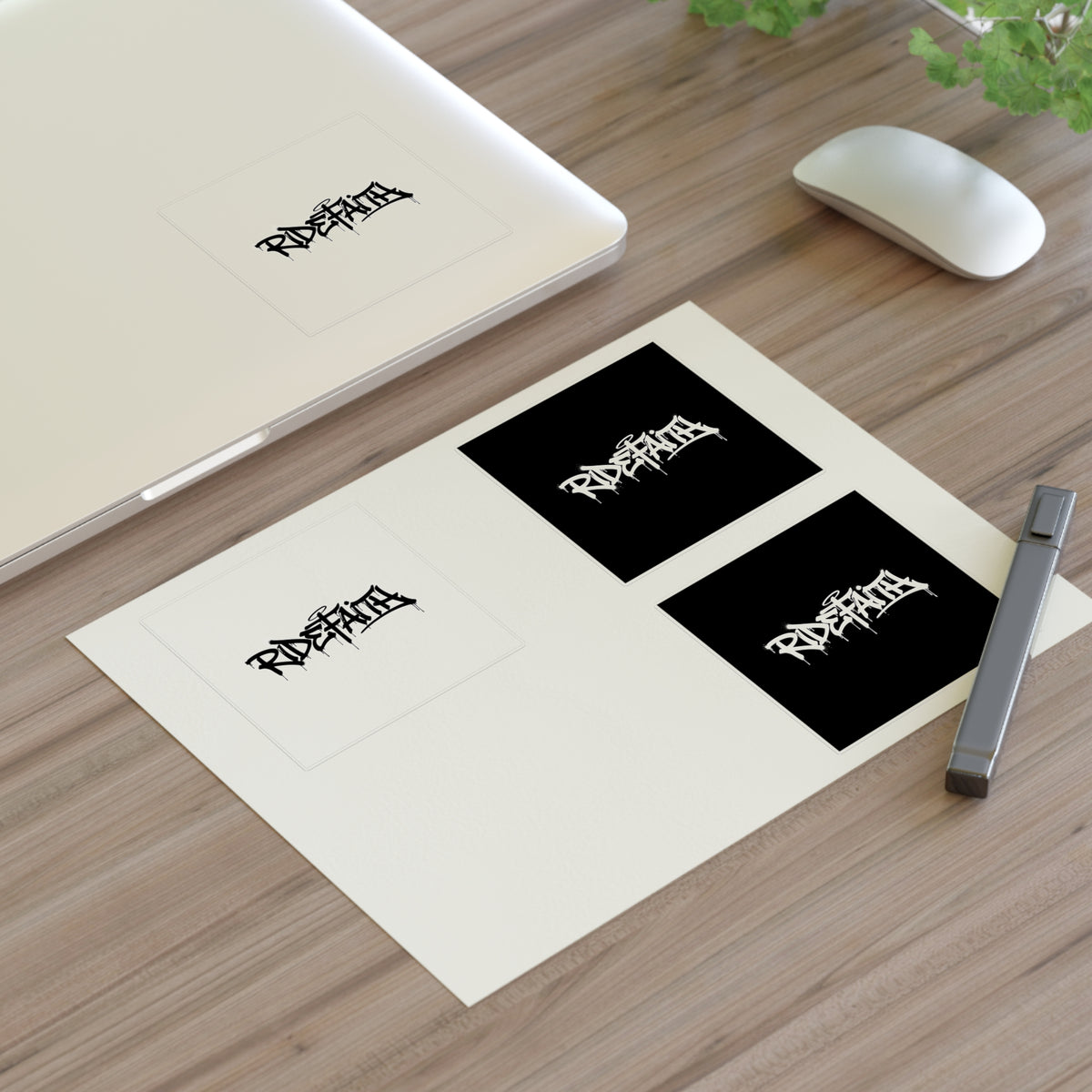 RideFaith Graffiti Logo Sticker Sheet — Black & White & Holographic